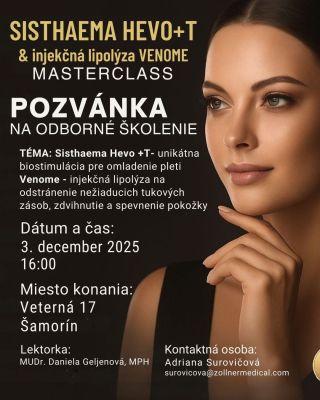 ŠKOLENIE: SISHAEMA HEVO+T & injekčná lipolýza VENOME Chcete svojim klientom priniesť unikátnu biostimuláciu pre omladenie...